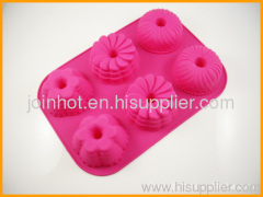 Kitchen Red Silicone Bakeware 6Different Cup Design Baking Mold Jelly Cake Pan