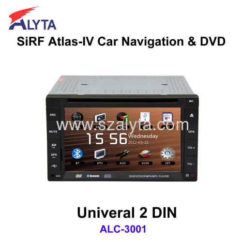 car navigation dvd system for Univeral 2DIN 6.2 inch touch screen SiRF A4 (AtlasⅣ)
