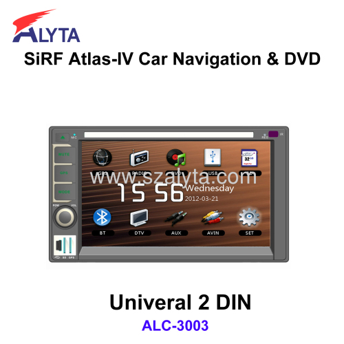 Univeral 2DIN 6.2 inch touch screen SiRF A4 (AtlasⅣ) dvd gps system