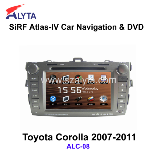 navigation dvd for Toyota Corolla 2007-2011 7 inch touch screen SiRF A4 (AtlasⅣ)