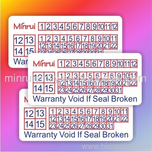Custom date warranty stickers for warranty void if damaged labels