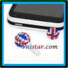 Vnistar silver plated 10mm British flag crystal anti dust plug ADP009-8