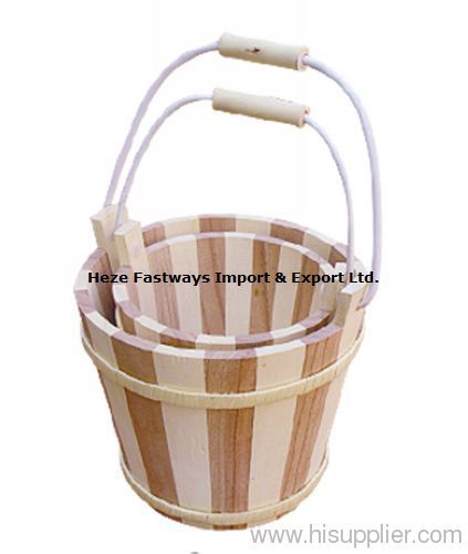 wooden pail with handle