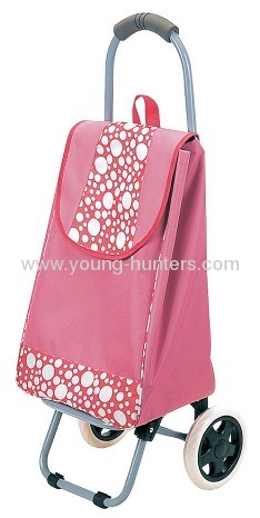 pink foldable shopping trolley bag