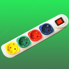 4 way colorful german electrical socket with switch