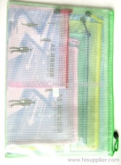 White, Blue Red Yellow Green PVC Grid,Document zipper, Bag