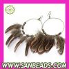 Big hoop Natural feather earrings and fashion jewelry 2012