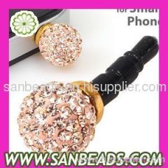 Crystal Earphone Jack Dust Cap Plug for SmartPhone