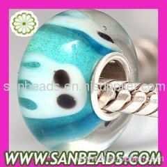 2012 New design silver core round Blue Squid glass beads for bracelets