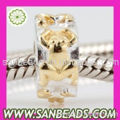 2012 Newest Design Wholesale Silver gold plated frog charm Beads For European Jewelry