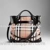 Burberry Large Bridle House Check Tote Bag Black