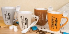 Letters Ceramic Soup Mug With Spoon