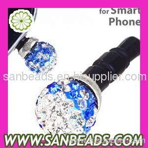 Wholesale crystal earphone jack anti dust cap for mobile phone