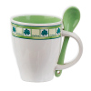 Green Stoneware Ceramic Soup Mug With Spoon
