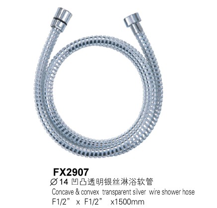 Concave & Convex Transparent Sliver Wire Shower Hose