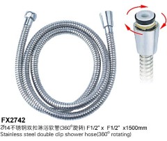 Stainless Steel Double Clip Shower Hose (360°Rotation)