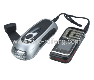 Dynamo led flashlight with phone charger