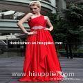 Beaded Ornaments Latest Evening Dress Red 2014