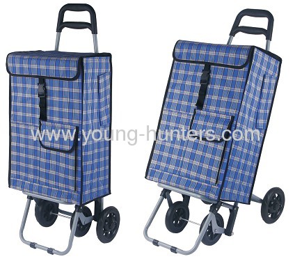 durable wheeled shopping bag cart with pocket