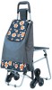 3 wheels printed shopping trolley with chair