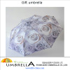 190T Pongee windproof super light 3 folding umbrella / Decorative pattern fashionable gift umbrella