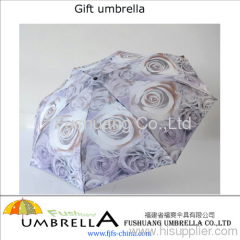 190T Pongee windproof super light 3 folding umbrella / Decorative pattern fashionable gift umbrella