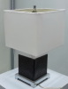 2012 fashion leather black table lamp with square white shade TL006