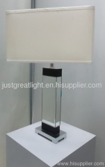 Bedroom mirror surface square table lamp with fabric shade TL010