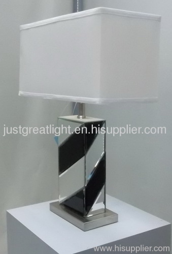 Popular mirror table lamp with rectangular shade and turn knob switch TL009