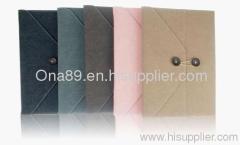 For iPad2 & iPad3 Stylish Envelope Button Soft Fabric Stand Case Cover Bag Pouch