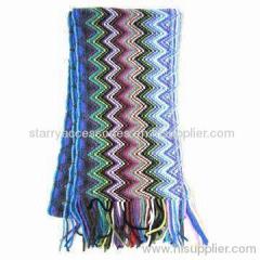 Multi-color Chenille Zipper Stripe Scarf