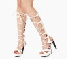 PU lace up stylish sexy sandal shoes