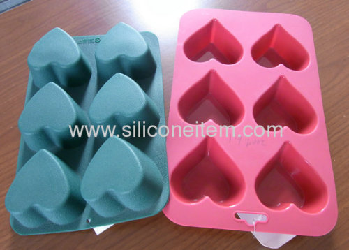 6 PINK Hearts Muffin / Tart Silicone Mould