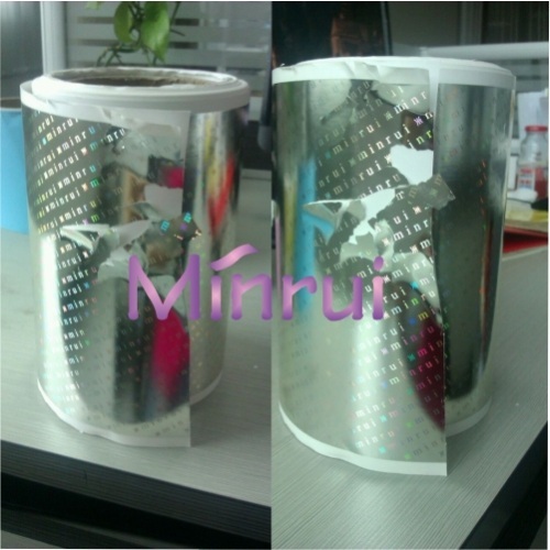 Hologram destructible vinyl materials from factory holografic ultra destructive vinyl from MINRUI China