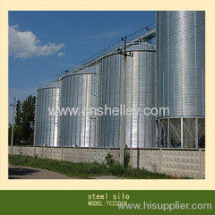 Flat bottom grain storage steel silo