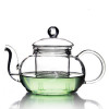 handmade elegant delicate borosilicate green eco-friendly glass teapot