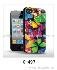 butterfly picture 3d cover for iPhone4 use,pc case rubber coated,multiple colors available