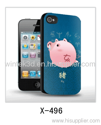 pig pictue mobile phone 3d cover pig picture,for iPhone4 use,pc case rubber coated.