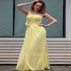 hot sale modern one shoulder yellow ruffle arabic dresses evening