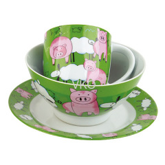 Decal Painted Pig Porcelain Dinner Set Mug Bowl Dish