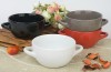 New White Ceramic Serving Bowl With Double Handle