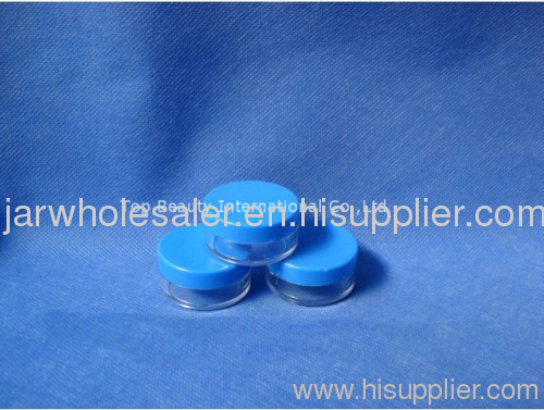 10g blue cap plastic empty clear jar cosmetics container black cap jar T-10BL
