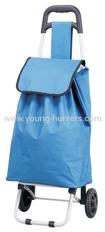 blue plastic handle rolling shopping trolley bag