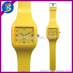 Square face silicon watch yellow color