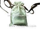 Deux Beige Shing Satin Ribbon Drawstrings Bag, Fabric Carrier Bags 2 Side Printing