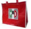 OEM Waterproof PRI Red Woven PP Shopping Bags With White Binding Edge