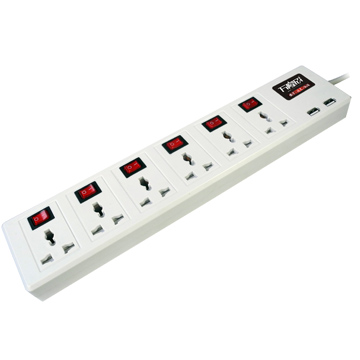 6 outlet universal power extension socket with USB charging outlets