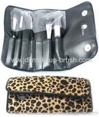 4pcs Leopard travel cosmetic brush set