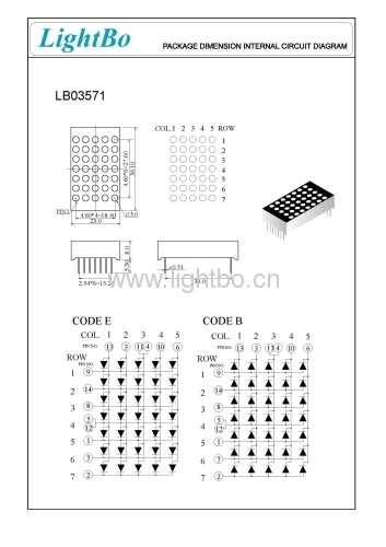 1.54 inches 3mm ultra blue 5 x 7 dot matrix led display