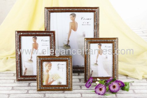 Fancy Beed Border Enemal Crystals Inlayed Zinc Picture Frame